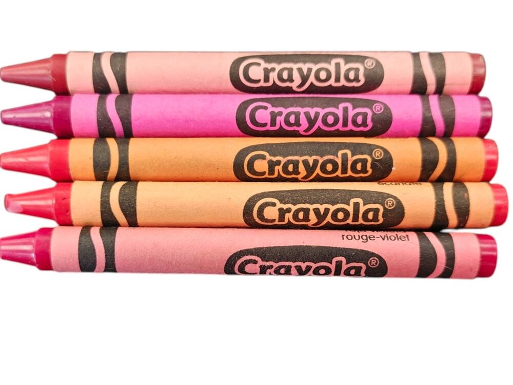 Crayola Retired Pink Crayon Lot of 5 Brick Red Magenta Scarlet Violet Red